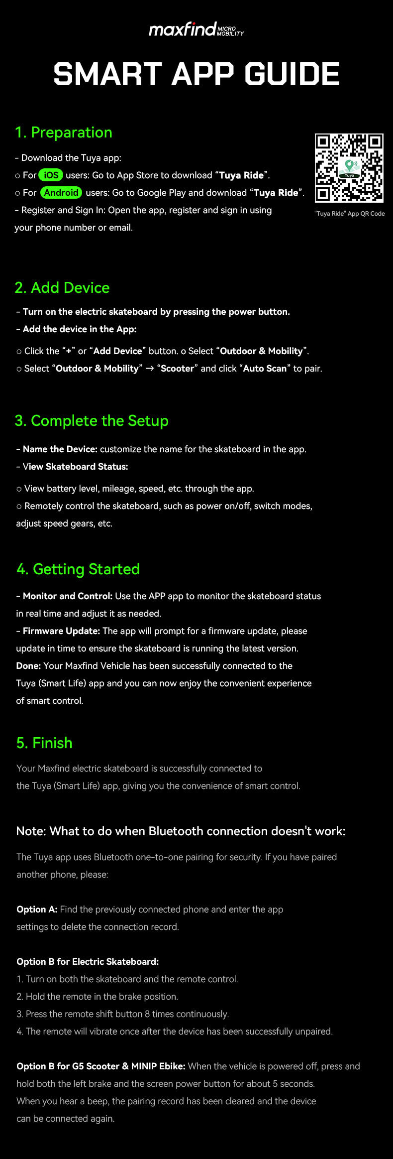 Electric Skateboard & Electric Scooter & ebike app guide