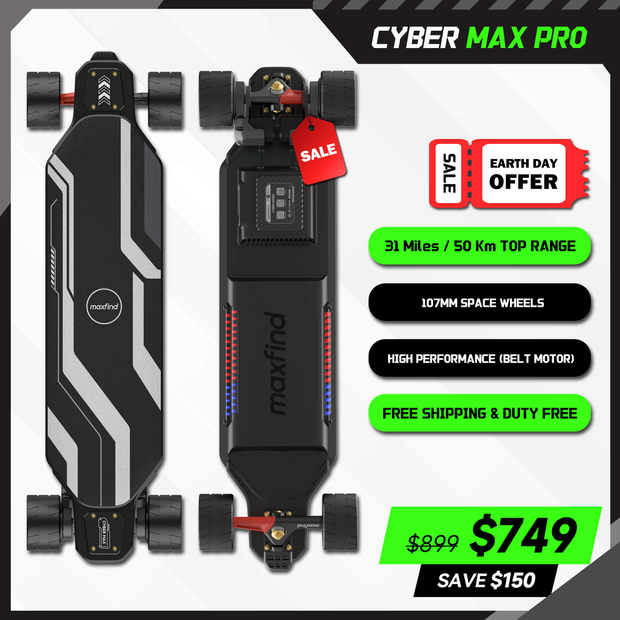 long range electric skateboard