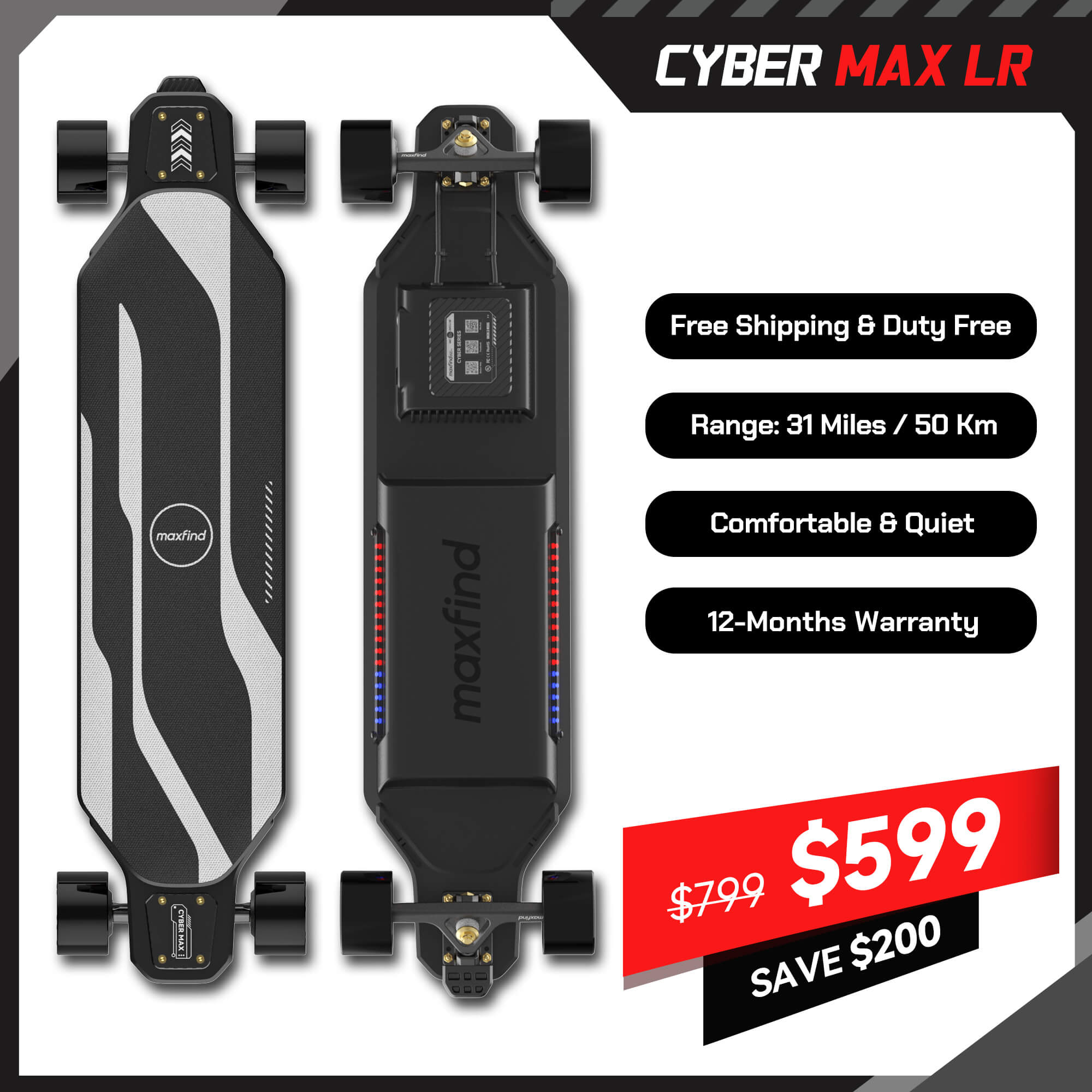 long range electric skateboard