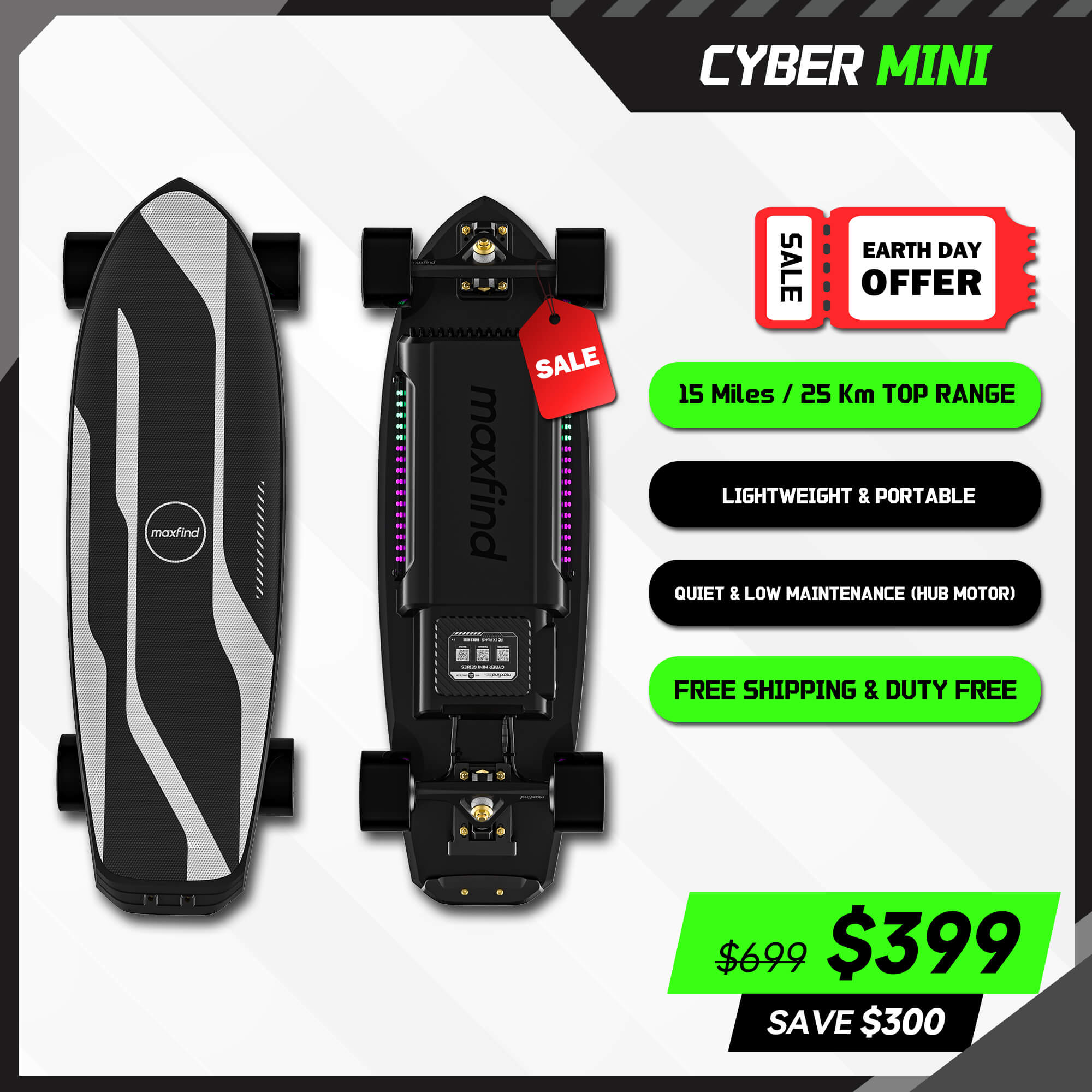 mini electric skateboard hub motor