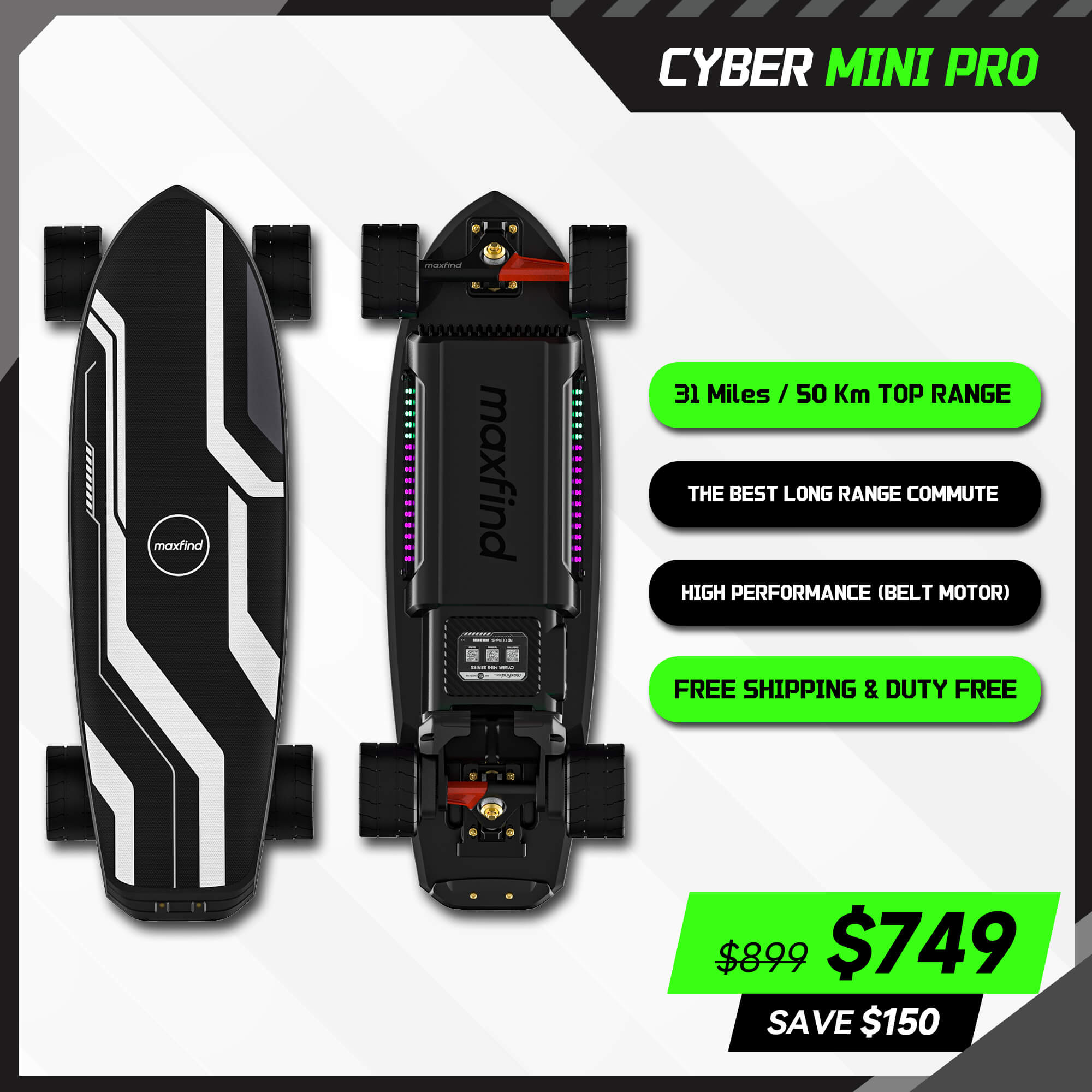 mini electric skateboard belt motor