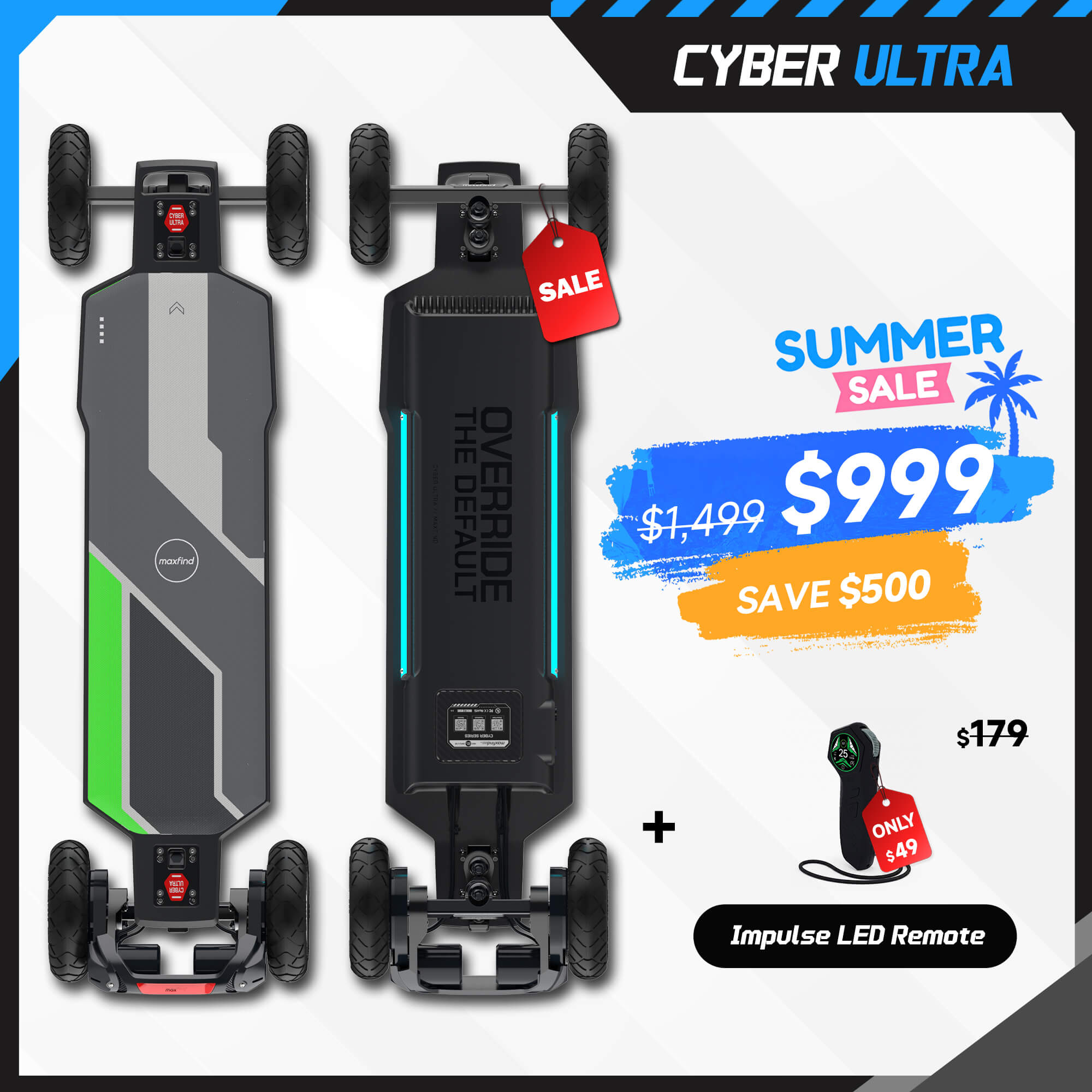 2026 CYBER ULTRA Off Road Electric Skateboard | All Terrain – Maxfind
