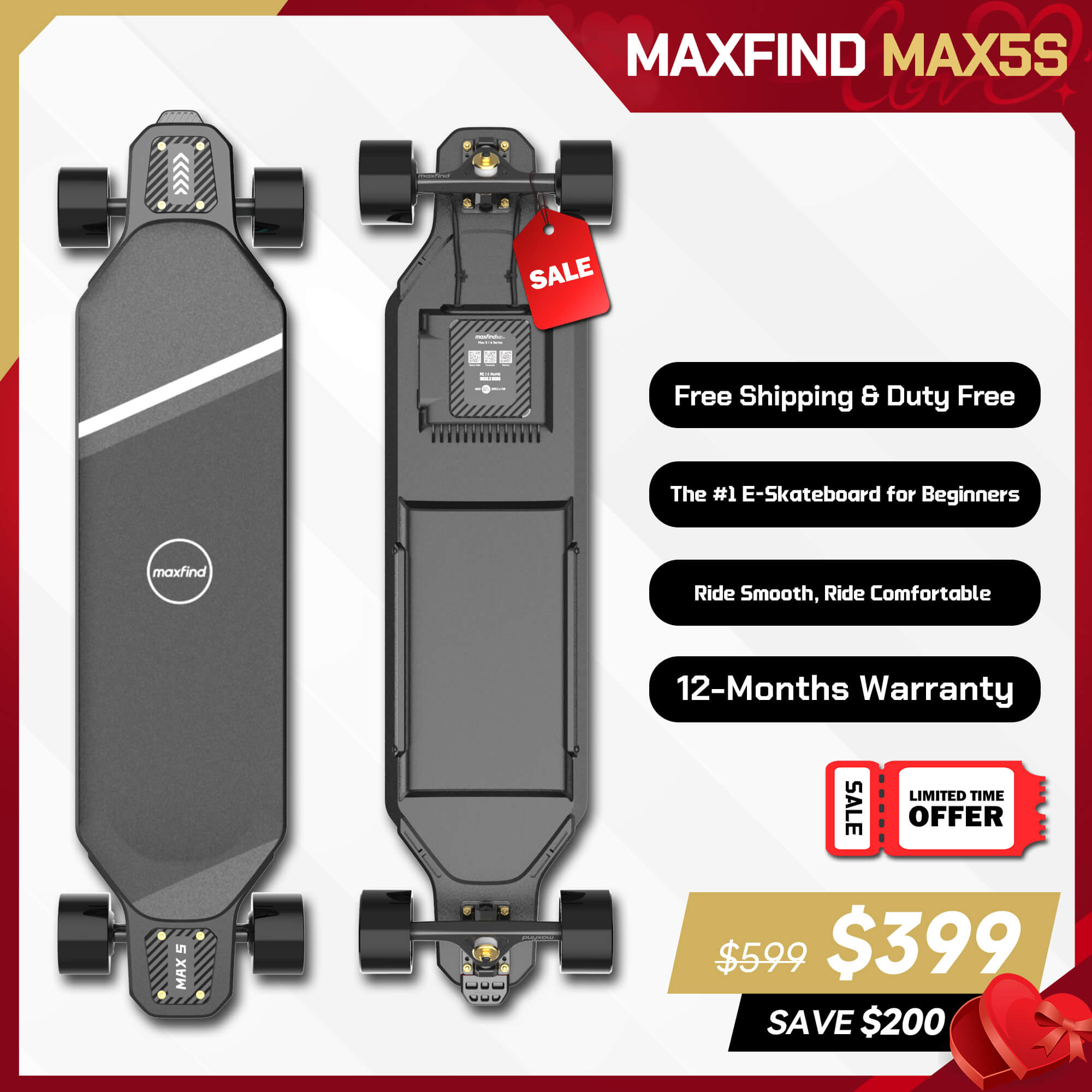 Electric Skateboard for Beginners, Ride Easy - MAXFIND MAX5S