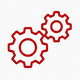 Two red gears icon on a white background