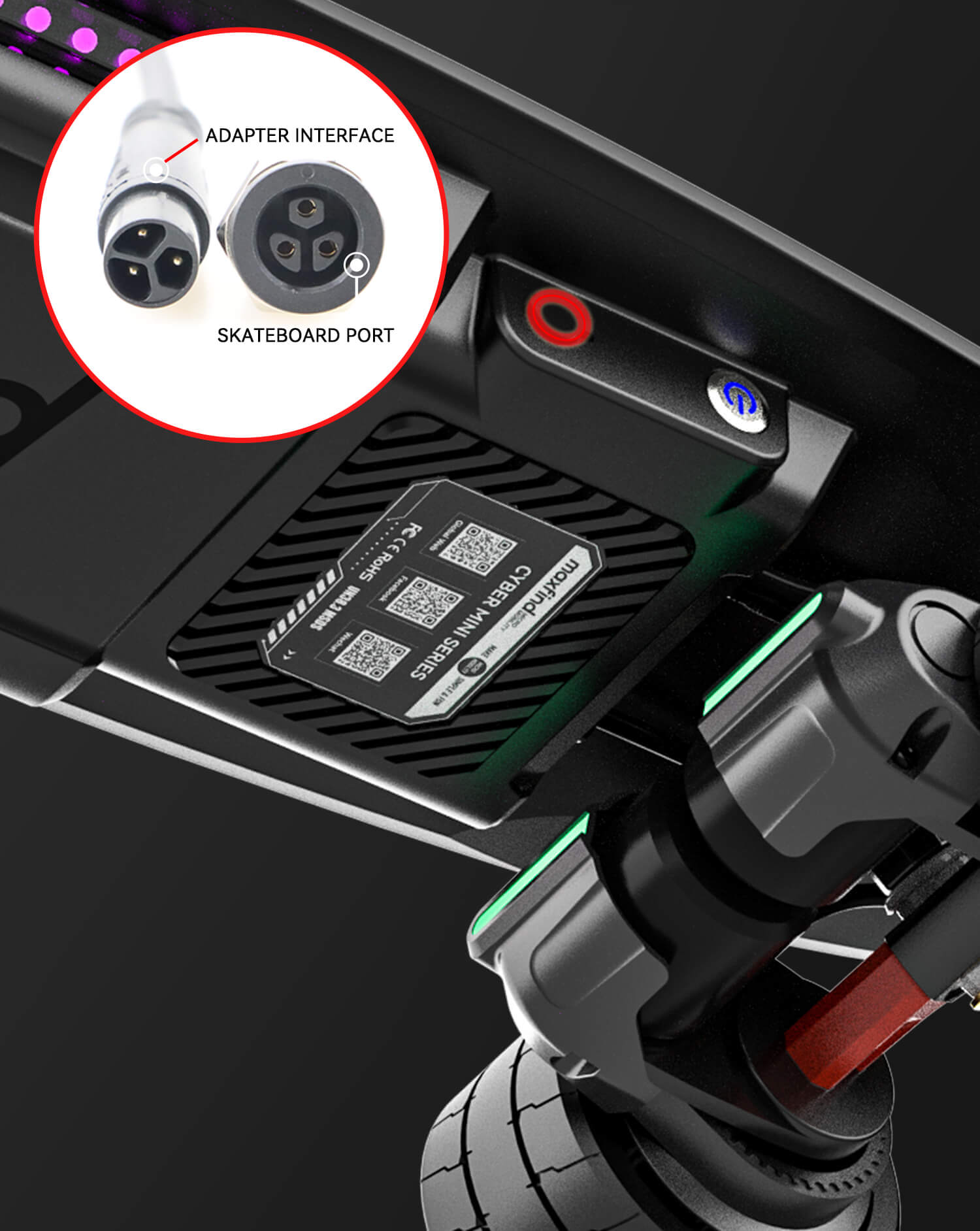 electric skateboard charging port