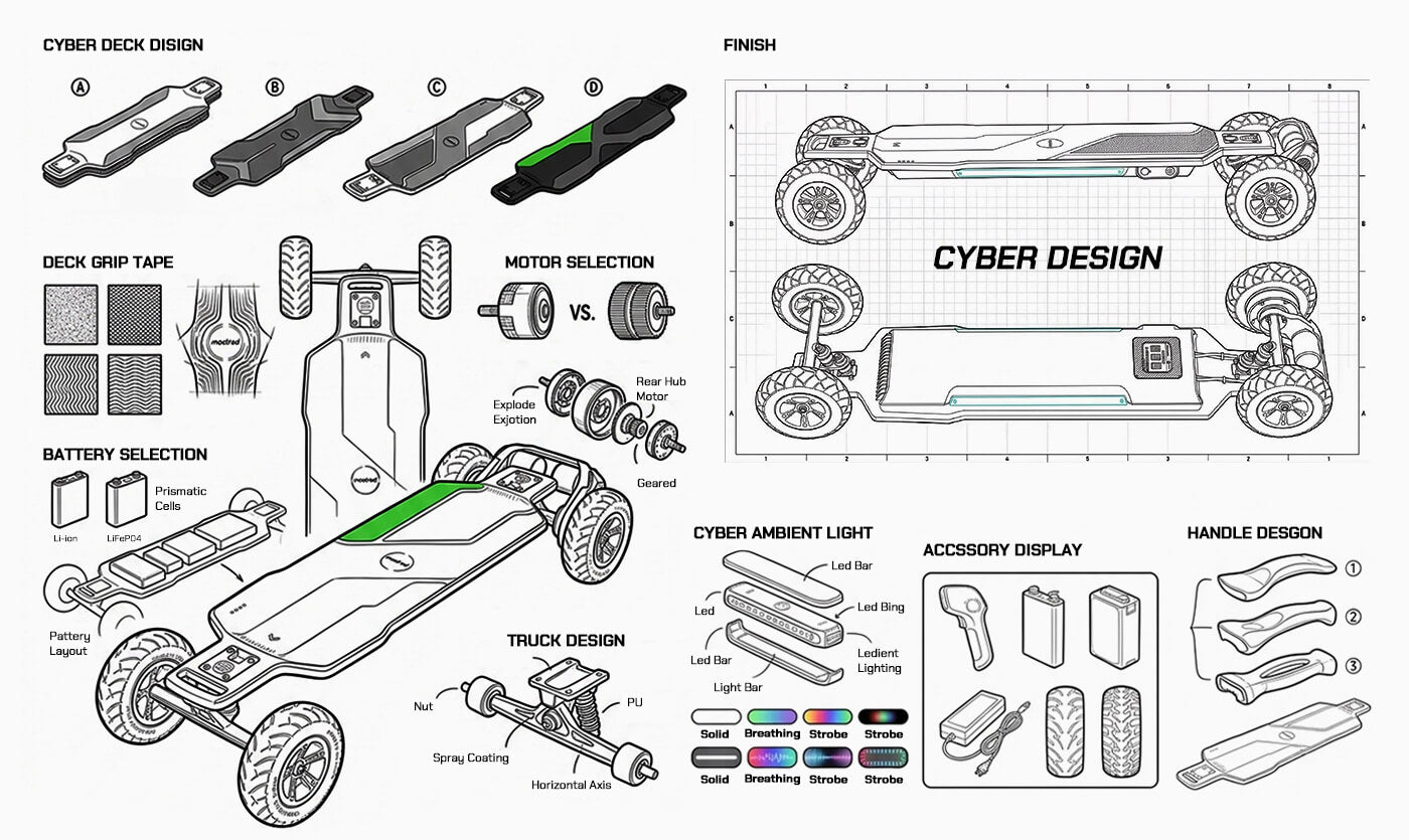 Maxfind CYBER ULTRA Off-road Electric Skateboard Cyber Design