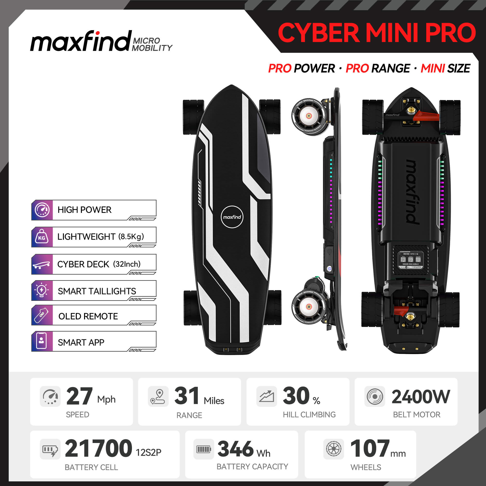 long rang mini electric skateboard