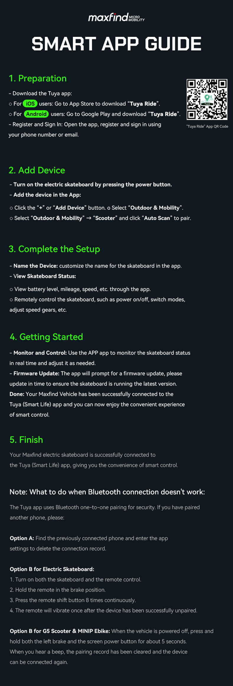 Electric Skateboard & Electric Scooter & ebike app guide