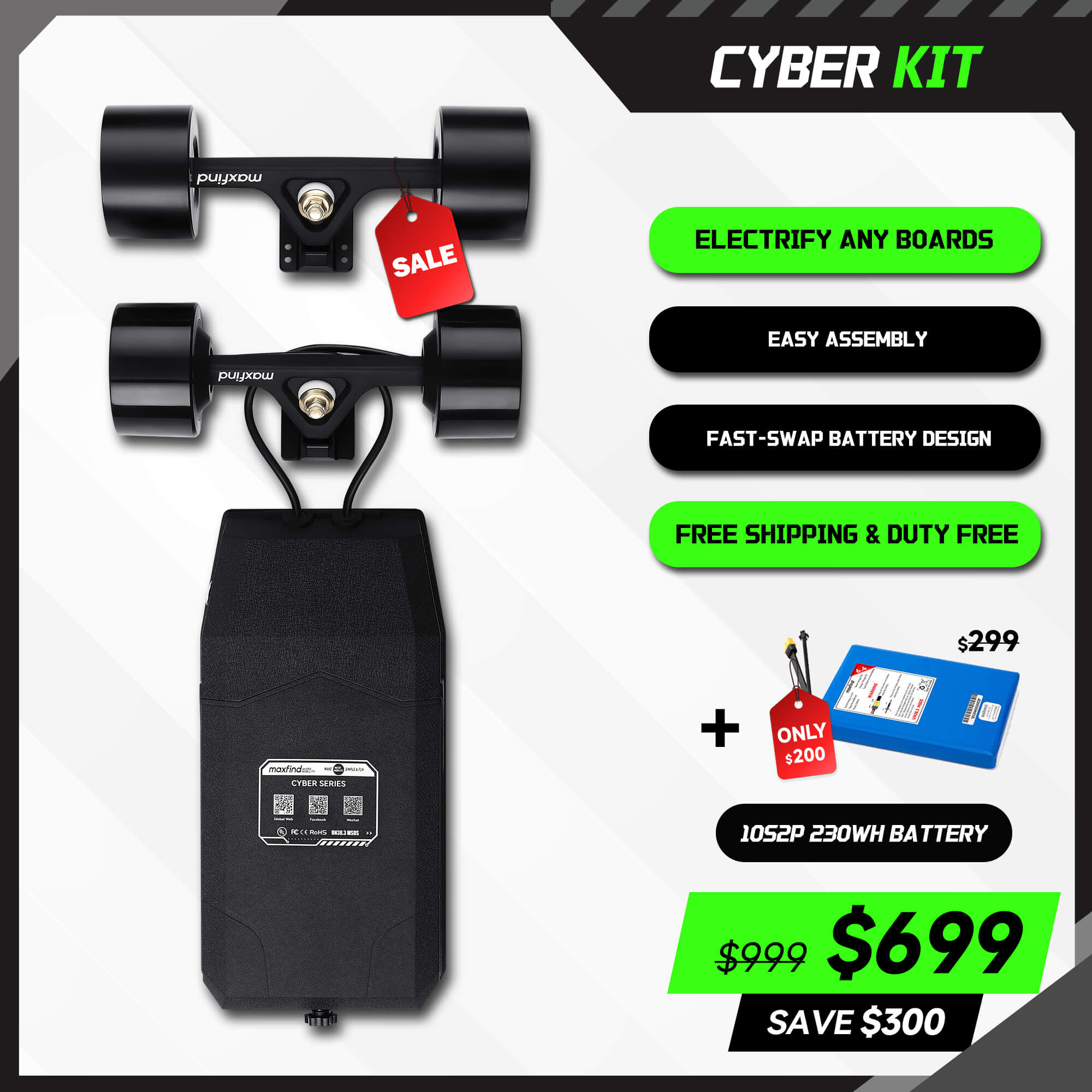 long range electric skateboard kit hub motor