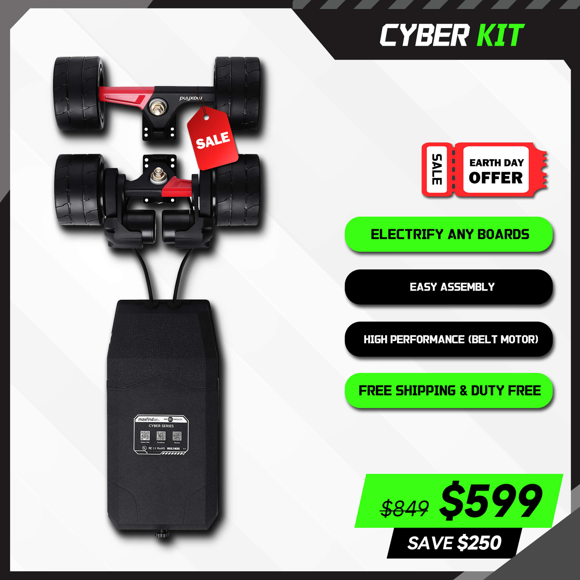 electric skateboard kit belt motor