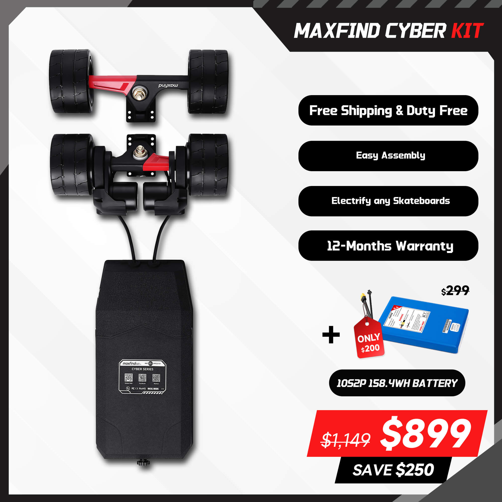 electric skateboard kit belt motor