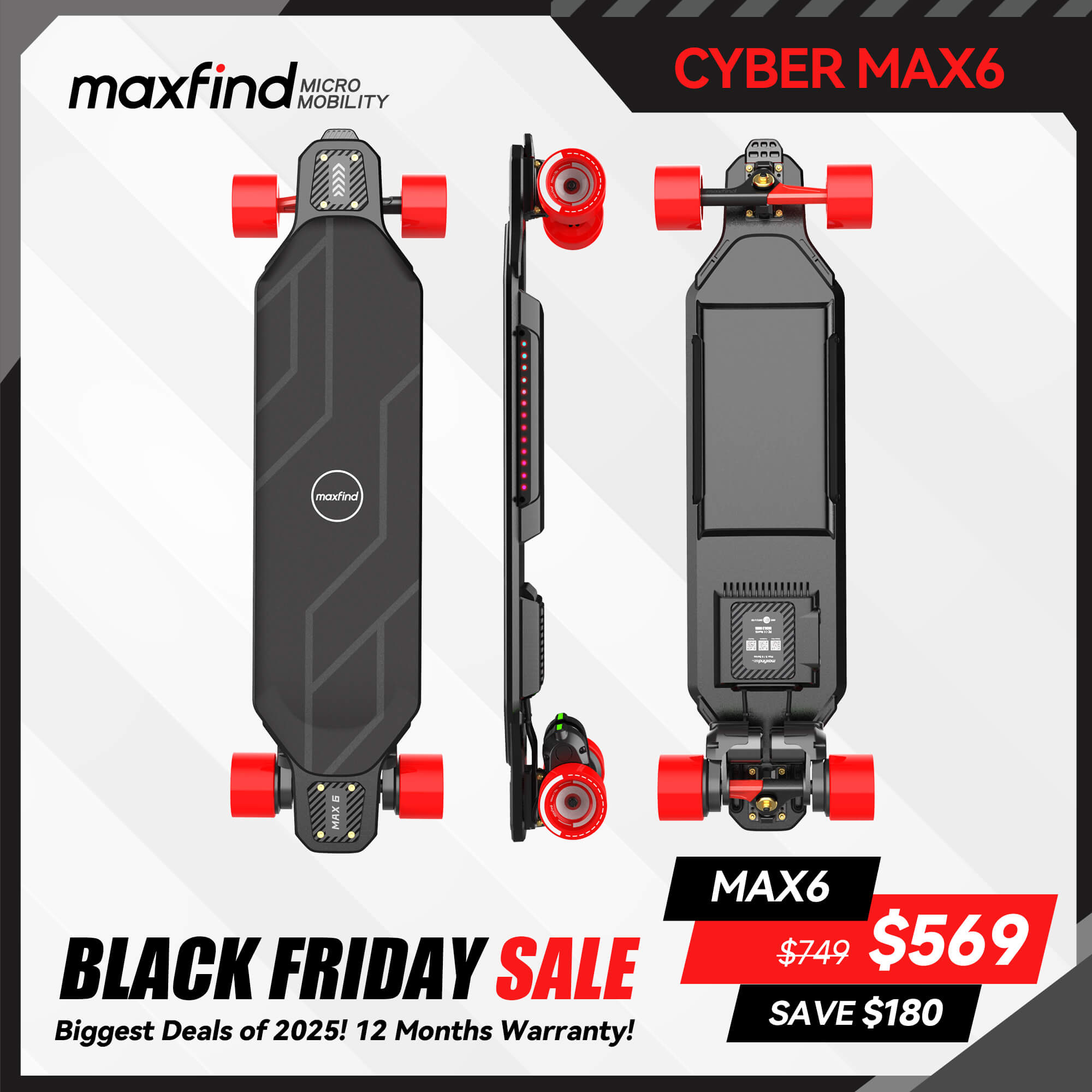 Good Electric Longboard Skateboard - MAXFIND CYBER MAX