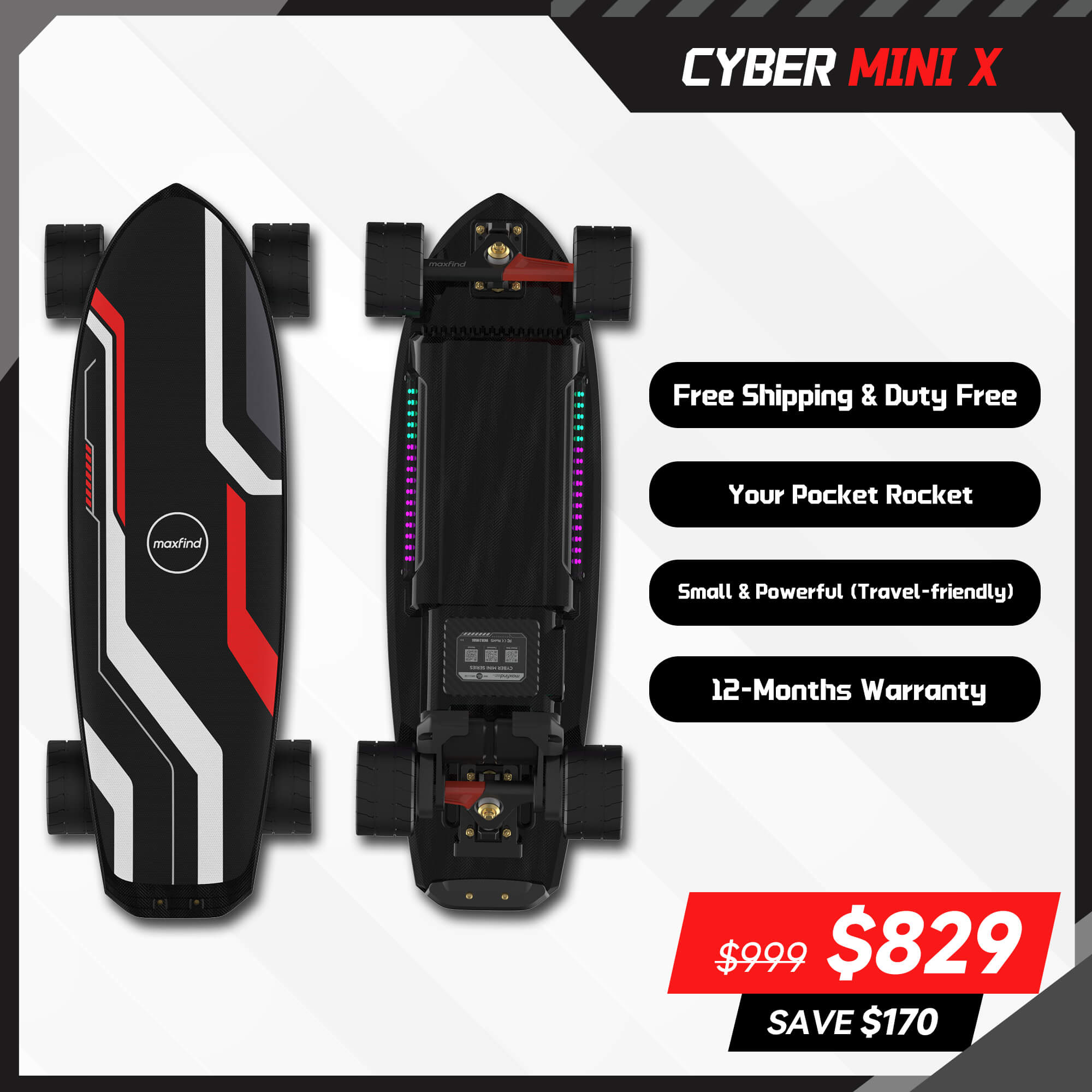 mini electric skateboard belt motor