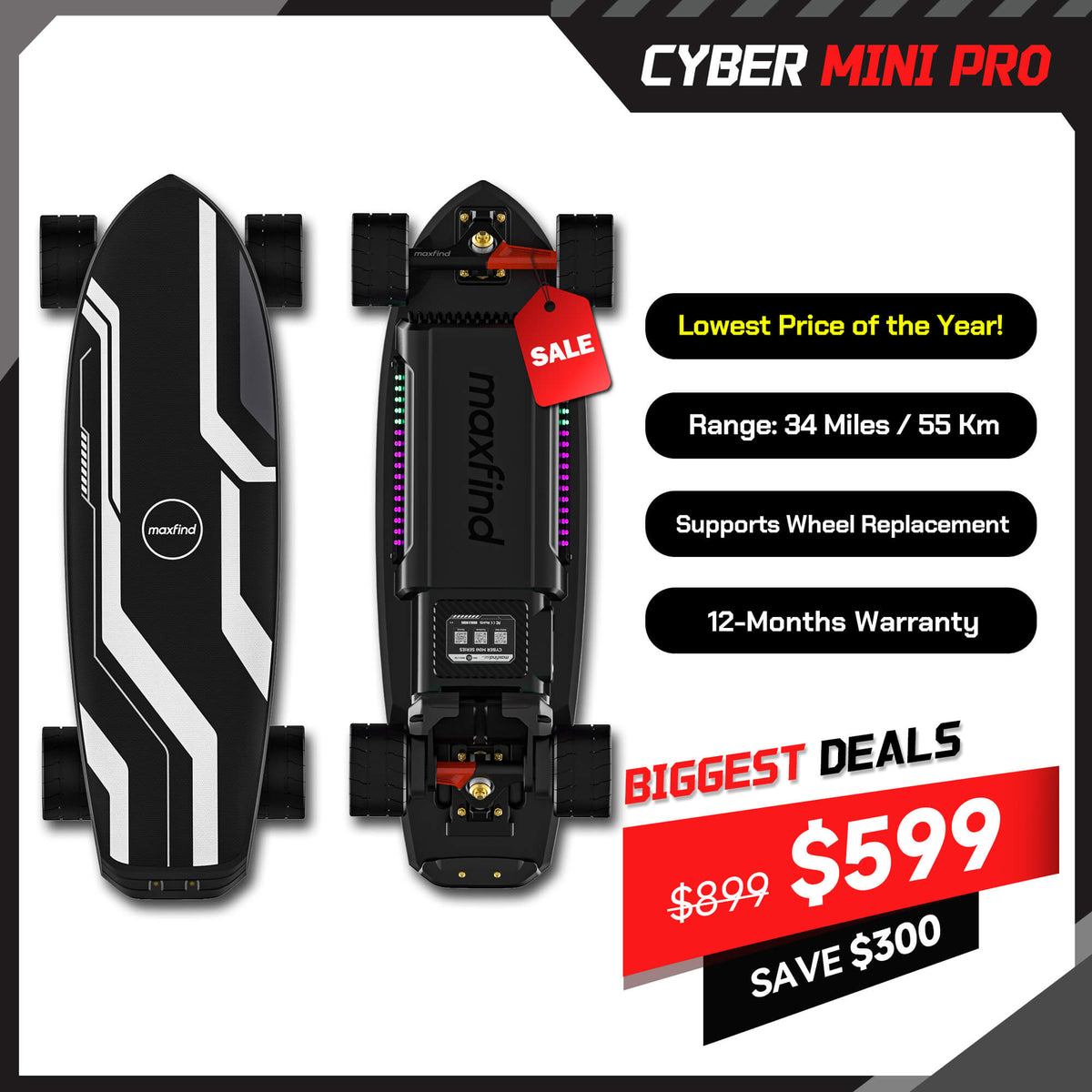 long range mini electric skateboard